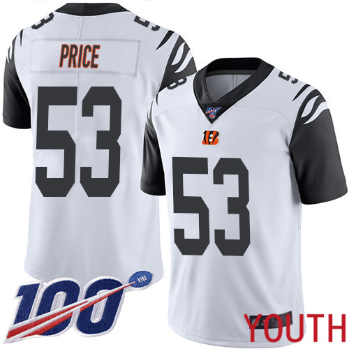 Cincinnati Bengals Limited White Youth Billy Price Jersey NFL Footballl 53 100th Season Rush Vapor Untouchable